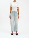 DAZE - Westward Barrel Jeans
jeans, denim, denim jeans, barrel jeans, barrel, barrel denim, raw edge, raw edge hem, raw hem, raw denim, stretch denim, 