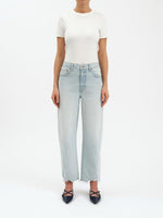 DAZE - Westward Barrel Jeans
jeans, denim, denim jeans, barrel jeans, barrel, barrel denim, raw edge, raw edge hem, raw hem, raw denim, stretch denim, 