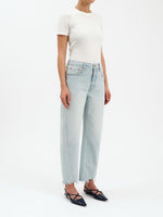 DAZE - Westward Barrel Jeans
jeans, denim, denim jeans, barrel jeans, barrel, barrel denim, raw edge, raw edge hem, raw hem, raw denim, stretch denim, 