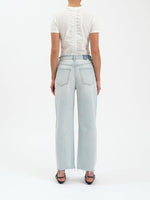 DAZE - Westward Barrel Jeans
jeans, denim, denim jeans, barrel jeans, barrel, barrel denim, raw edge, raw edge hem, raw hem, raw denim, stretch denim, 