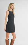 Tuscany Faux Suede Black Mini Dress