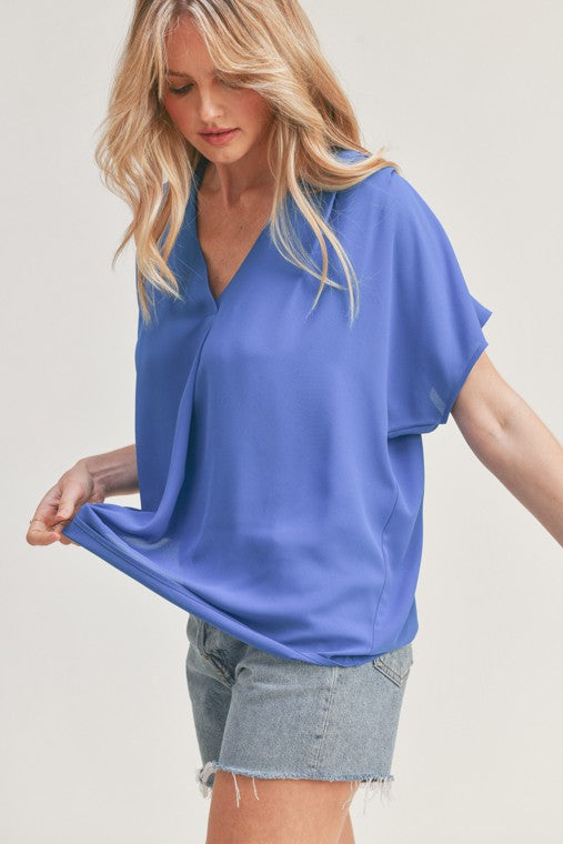 V Neck Short Sleeve Top