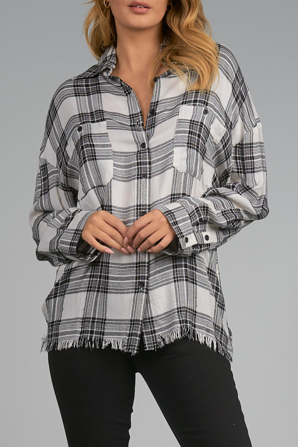 ELAN - Button Down Frayed Shirt