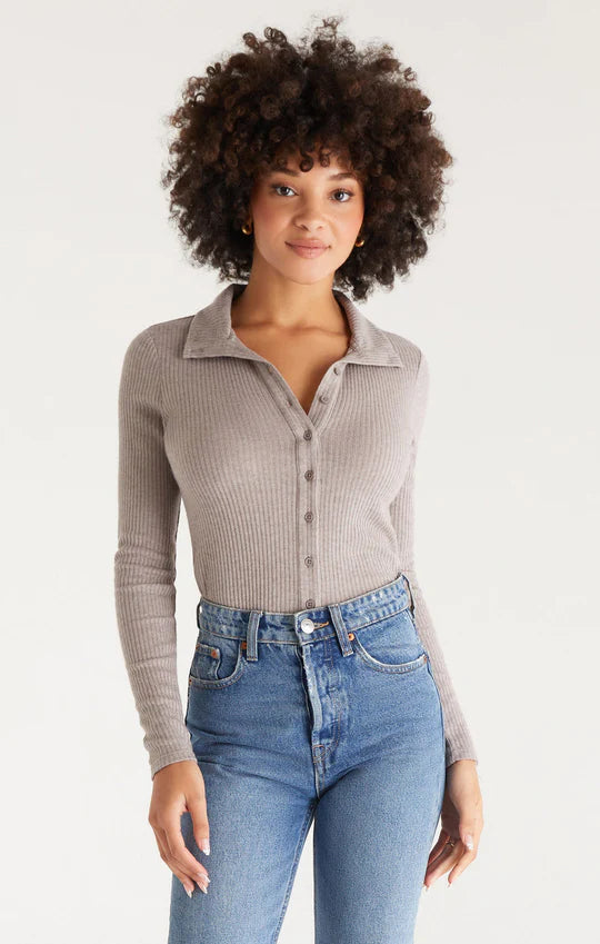 Adrienne Rib Button Up