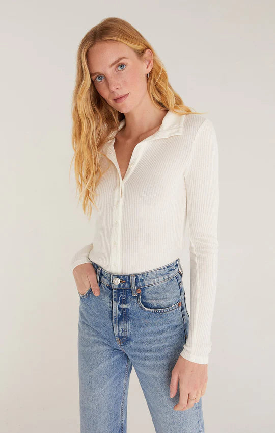 Adrienne Rib Button Up