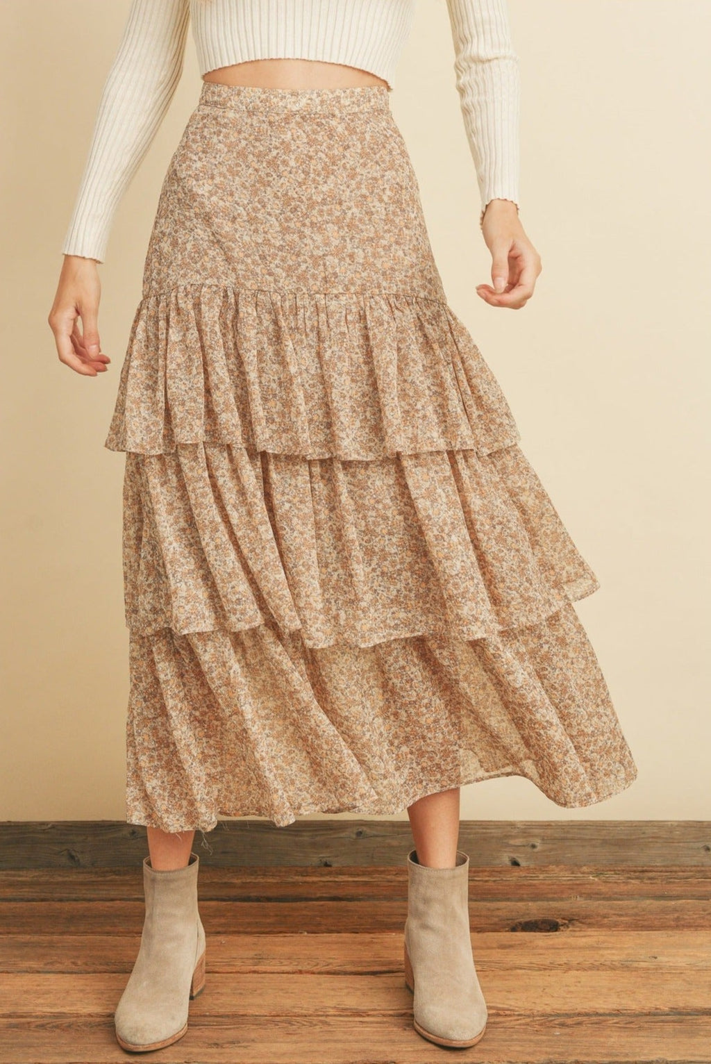 Time After Time Ruffle Tiered Maxi Skirt